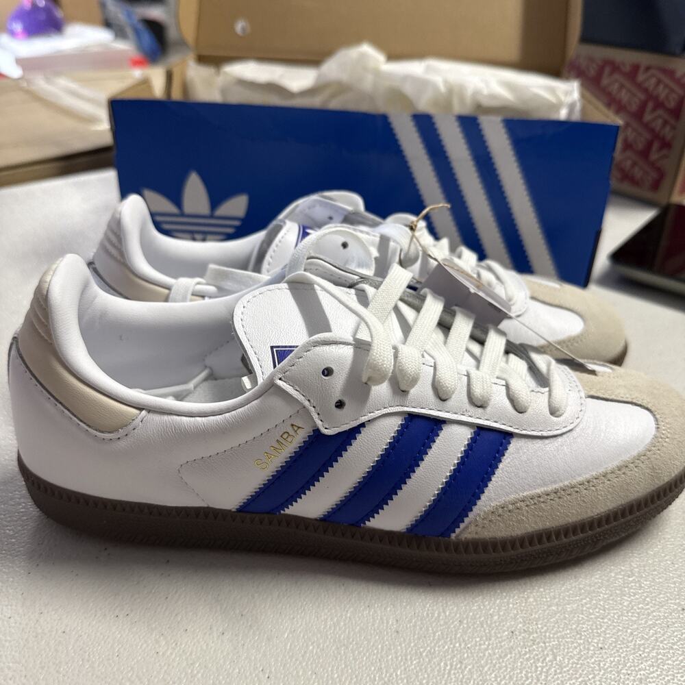 Size 8 - adidas Samba OG White Lucid Blue Gum